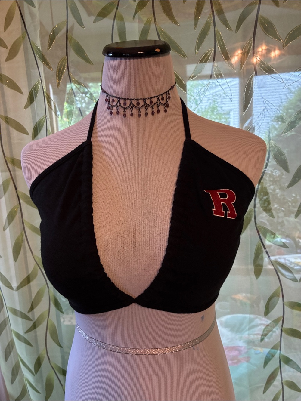 Rutgers University Black Halter Tank Top with Red 'R' Patch